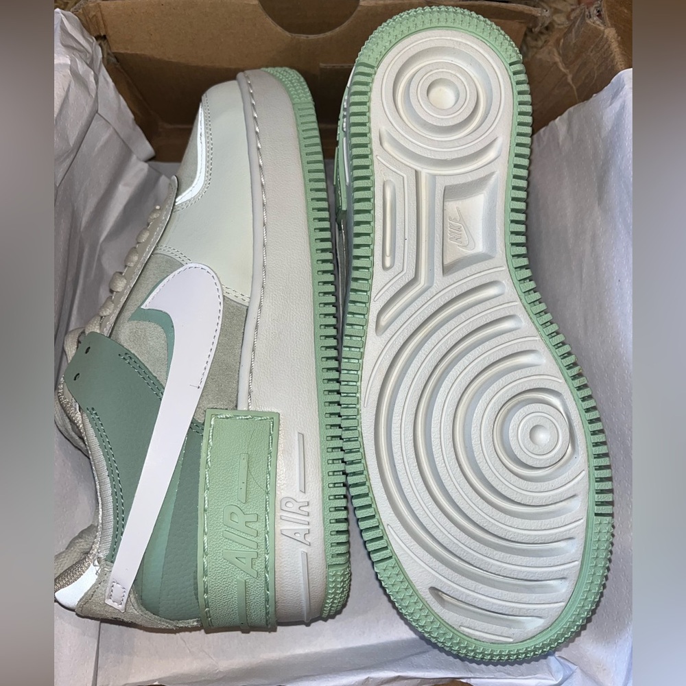 Spruce Aqua White Nike Shadow AF1; Size 7